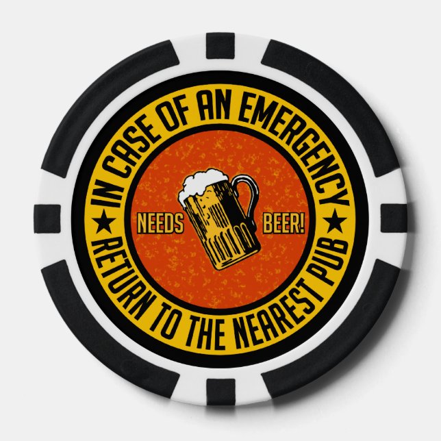 EMERGENCY BEER custom pub / bar chips (Front)