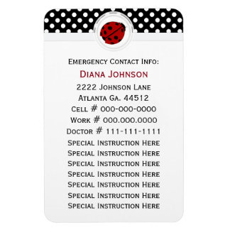Emergency Contact: Ladybug And Polka Dot Magnet