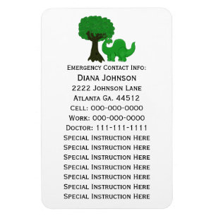 Emergency Contact Magnet: Dinosaur Magnet