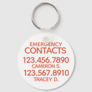Emergency Contact Number Key Ring