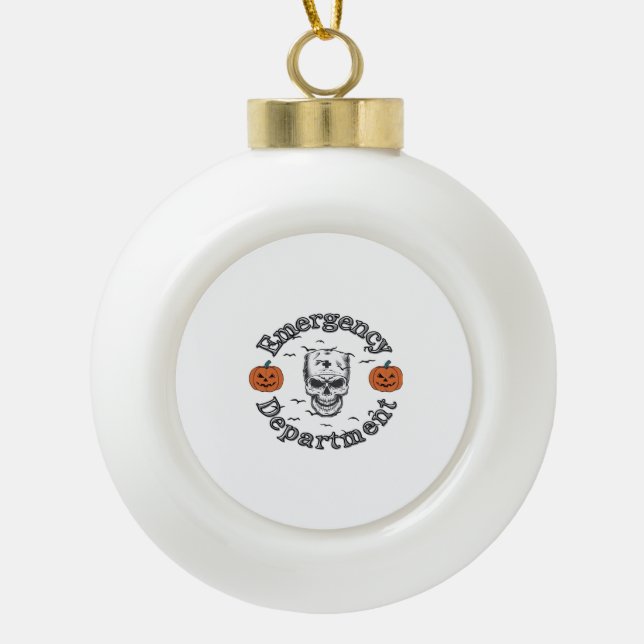 Emergency Departement Room Er Nurse Skeleton Hallo Ceramic Ball Christmas Ornament (Front)