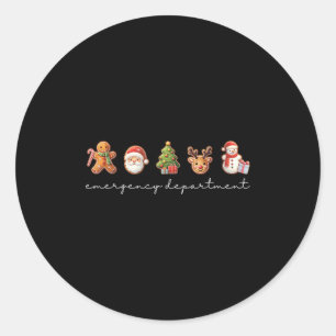 Emergency Department Christmas Ed Tech Nurse Merry Classic Round Sticker