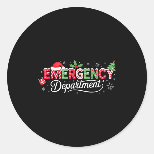 Emergency Department Christmas Santa Er  Classic Round Sticker (Front)