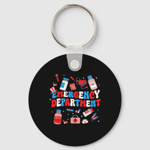 Emergency Department Er Nurse Usa Flag Patriotic 4 Keychain