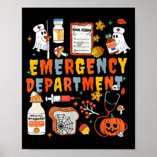 Emergency Department Funny Er Nurse Halloween Soky Poster