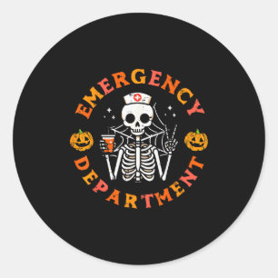Emergency Department Funny Halloween Er Nurse Wome Classic Round Sticker