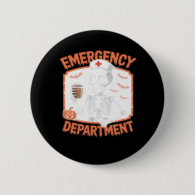 Emergency Department Funny Halloween Nurse Essenti 2 Inch Round Button (Front)