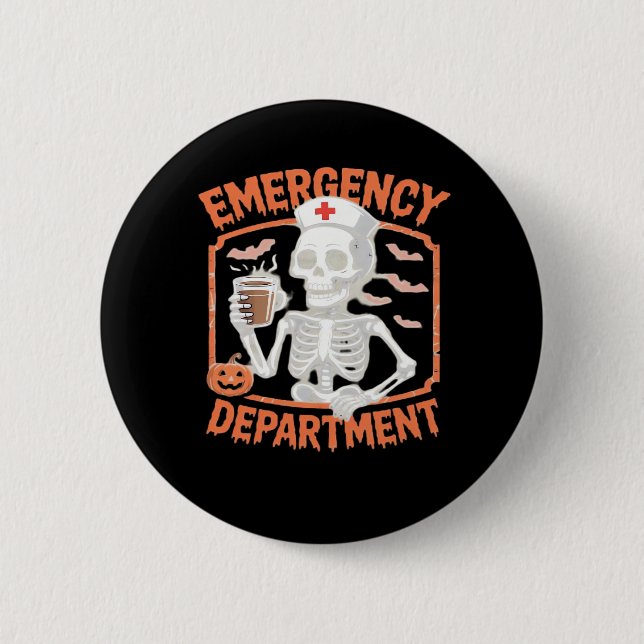 Emergency Department Funny Halloween Nurse Essenti 2 Inch Round Button (Front)