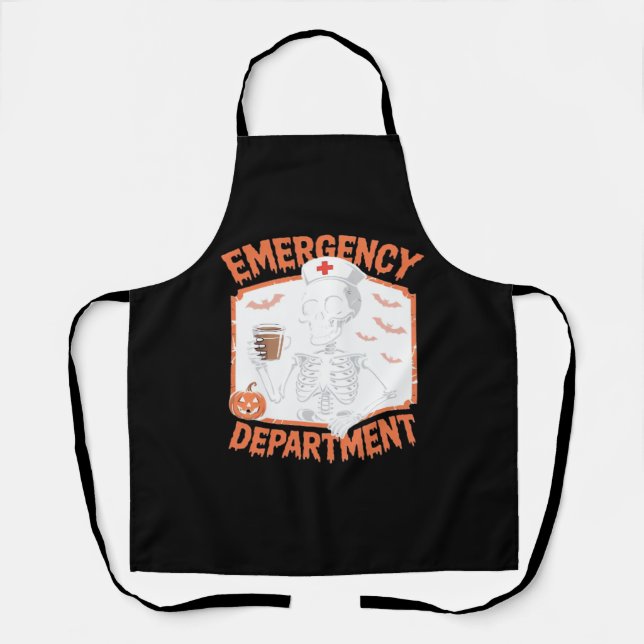 Emergency Department Funny Halloween Nurse Essenti Apron (Front)