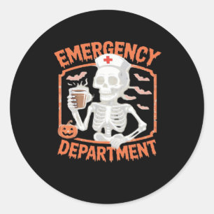 Emergency Department Funny Halloween Nurse Essenti Classic Round Sticker