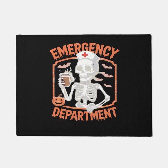 Emergency Department Funny Halloween Nurse Essenti Doormat (Front)