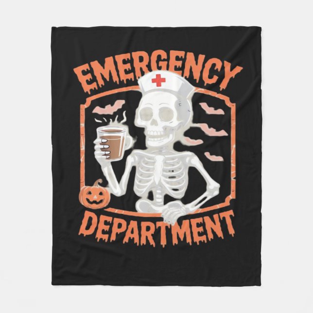 Emergency Department Funny Halloween Nurse Essenti Fleece Blanket (Front)