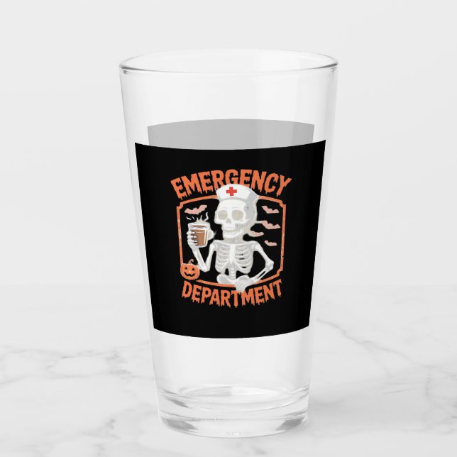 Emergency Department Funny Halloween Nurse Essenti Glass (Front)