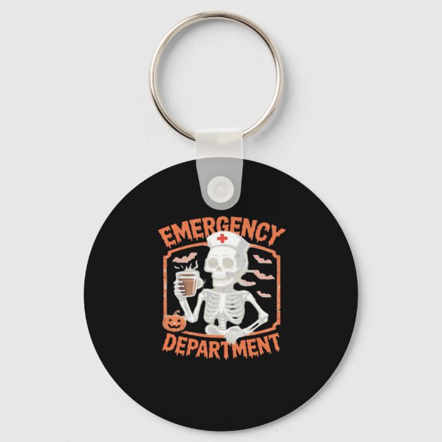 Emergency Department Funny Halloween Nurse Essenti Keychain (Front)