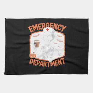 Emergency Department Funny Halloween Nurse Essenti Kitchen Towel
