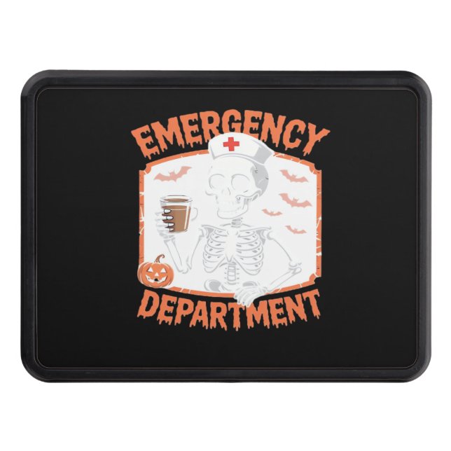 Emergency Department Funny Halloween Nurse Essenti Trailer Hitch Cover (Front)