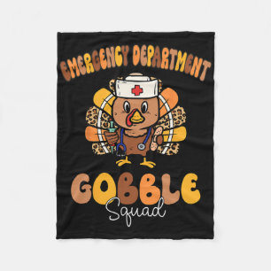 Emergency Department Gobble Squad Thanksgiving Er Fleece Blanket