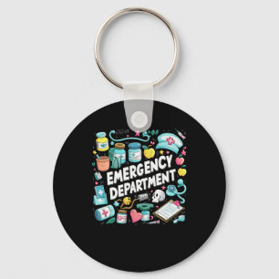 Emergency Department Groovy Er Crew Nurse Room Ste Keychain