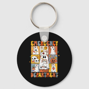 Emergency Department Halloween Cute Pumpkin Ghost Keychain