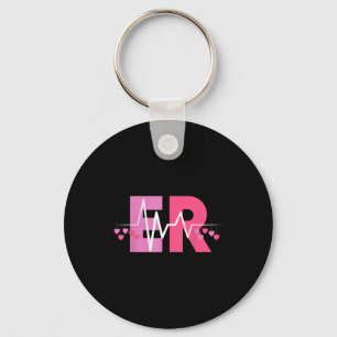 Emergency Department Heartbeat Heart Valentines Keychain