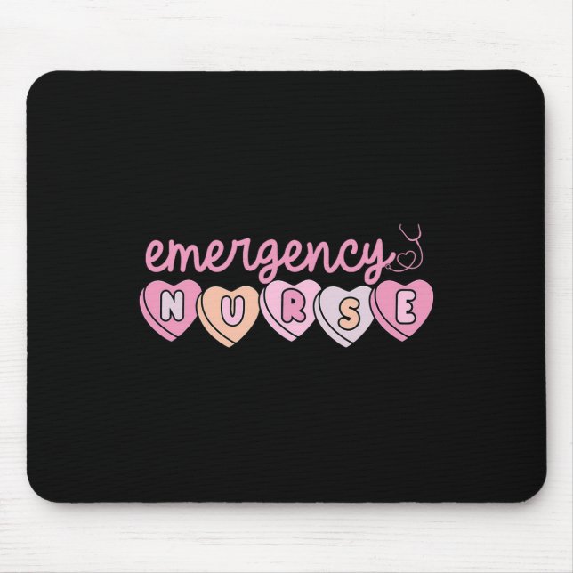 Emergency Department Nurse Hearts Er Rn Ed Valenti Mouse Pad (Front)