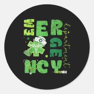 Emergency department nurse saint patrick's day er classic round sticker