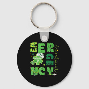 Emergency department nurse saint patrick's day er keychain