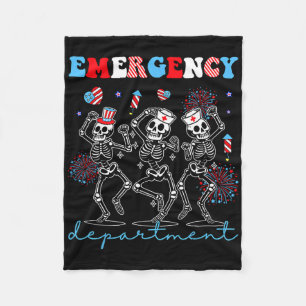 Emergency Department Skeleton Dancing Er Nurse 4th Fleece Blanket