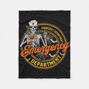 Emergency Department Skeleton Er Nurse Halloween C Fleece Blanket