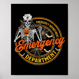 Emergency Department Skeleton Er Nurse Halloween C Poster