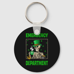 Emergency department skeleton nurse patrick's day keychain