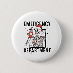 Emergency Department Skeleton Nursing Coffee Lover 2 Inch Round Button
