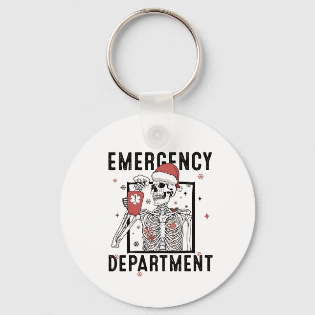 Emergency Department Skeleton Nursing Coffee Lover Keychain (Front)