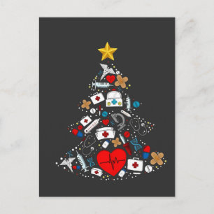 Emergency Department Xmas Tree Nurse Announcement Postcard