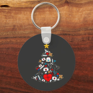Emergency Department Xmas Tree Nurse Keychain