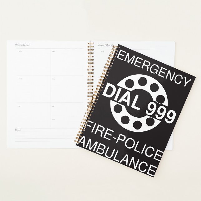 Emergency Dial 999 Sign Fire Police Ambulance  Planner (Creator Uploaded)