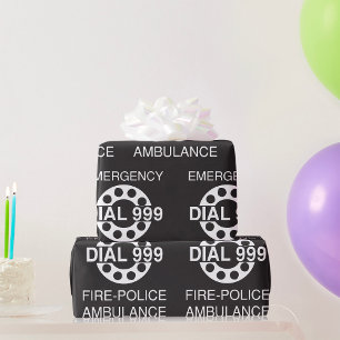 Emergency Dial 999 Sign Fire Police Ambulance  Wrapping Paper