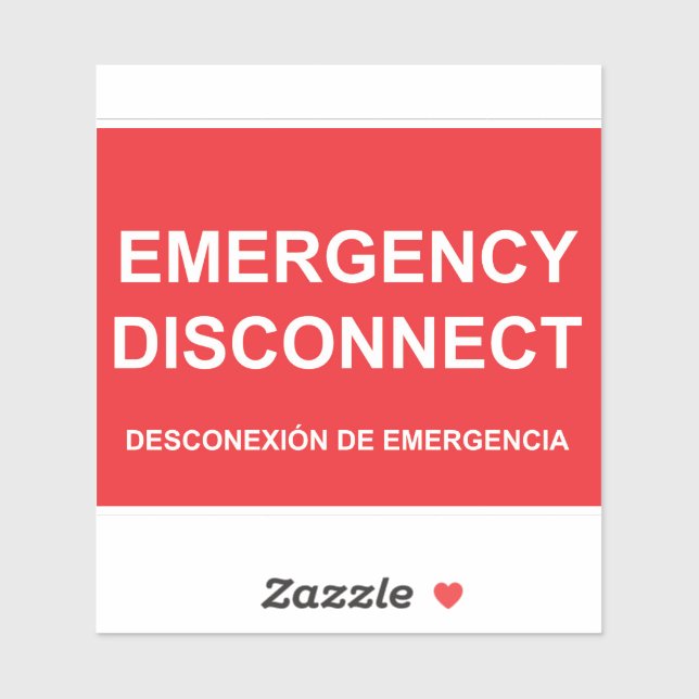 Emergency Disconnect Label with Spanish Subtitles (Sheet)