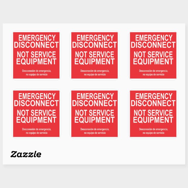 Emergency Disconnect, Not Service Equipment Label (Sheet)