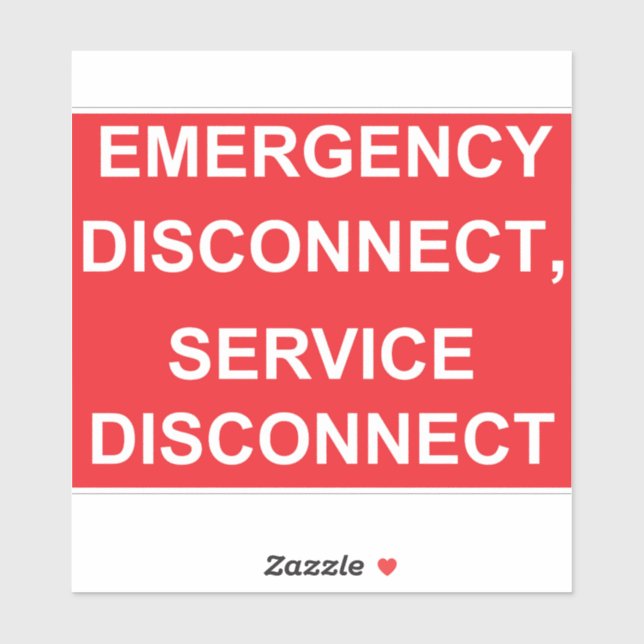 Emergency Disconnect Service Disconnect Label (Sheet)