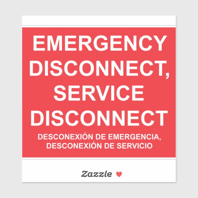 Emergency Disconnect, Service Disconnect Label (Sheet)