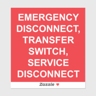 Emergency Disconnect, Transfer Switch Label