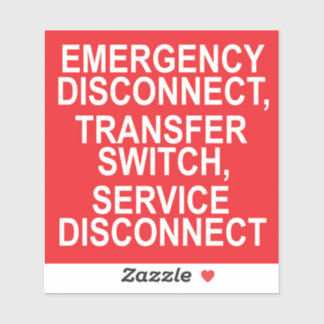 EMERGENCY DISCONNECT, TRANSFER SWITCH label