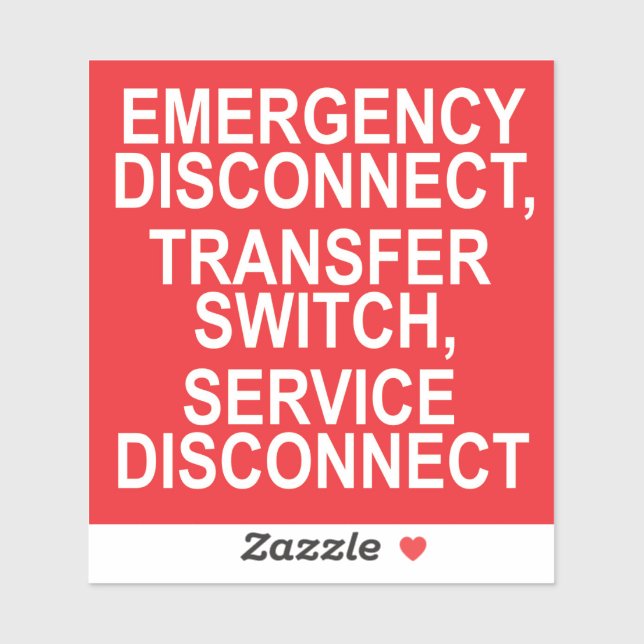 EMERGENCY DISCONNECT, TRANSFER SWITCH label (Sheet)