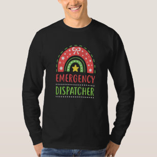 Emergency Dispatcher Christmas Boho Rainbow 911 Di T-Shirt