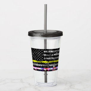 Emergency Dispatcher Police Lights Acrylic Tumbler
