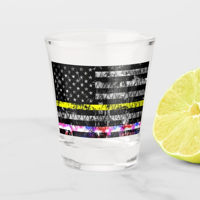 Emergency Dispatcher Police Lights Shot Glass (Front)