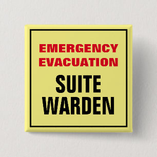 Emergency Evacuation Fire Drill Floor Suite Warden 2 Inch Square Button
