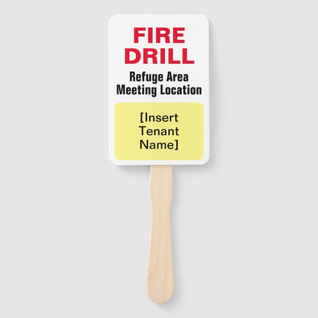 Emergency Evacuation Fire Drill Tenant Locate Sign Hand Fan (Front)