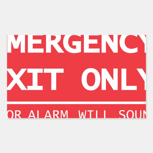 Emergency Exit Only Door Alarm Will Sound Sign Sticker (Front)